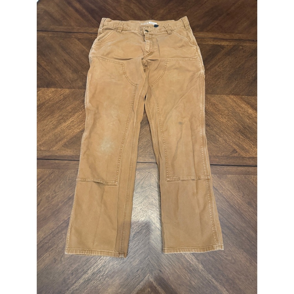 Carhartt Relaxed Fit Double Knee Work Pants Brown Canvas Mens 33x32 Utility